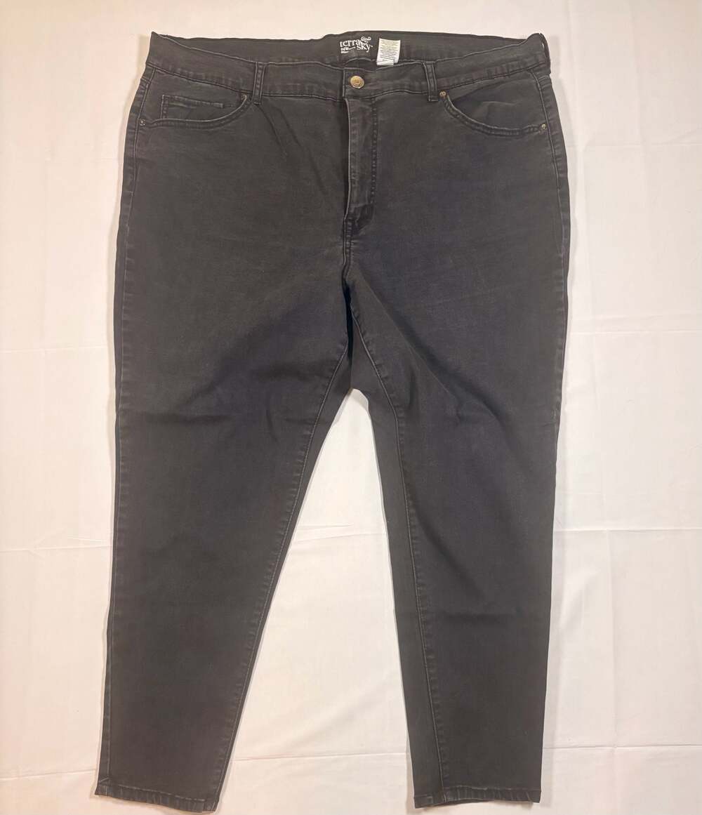 Terra & Sky Women's Plus Size 24W Petite Skinny Jeans Black Denim
